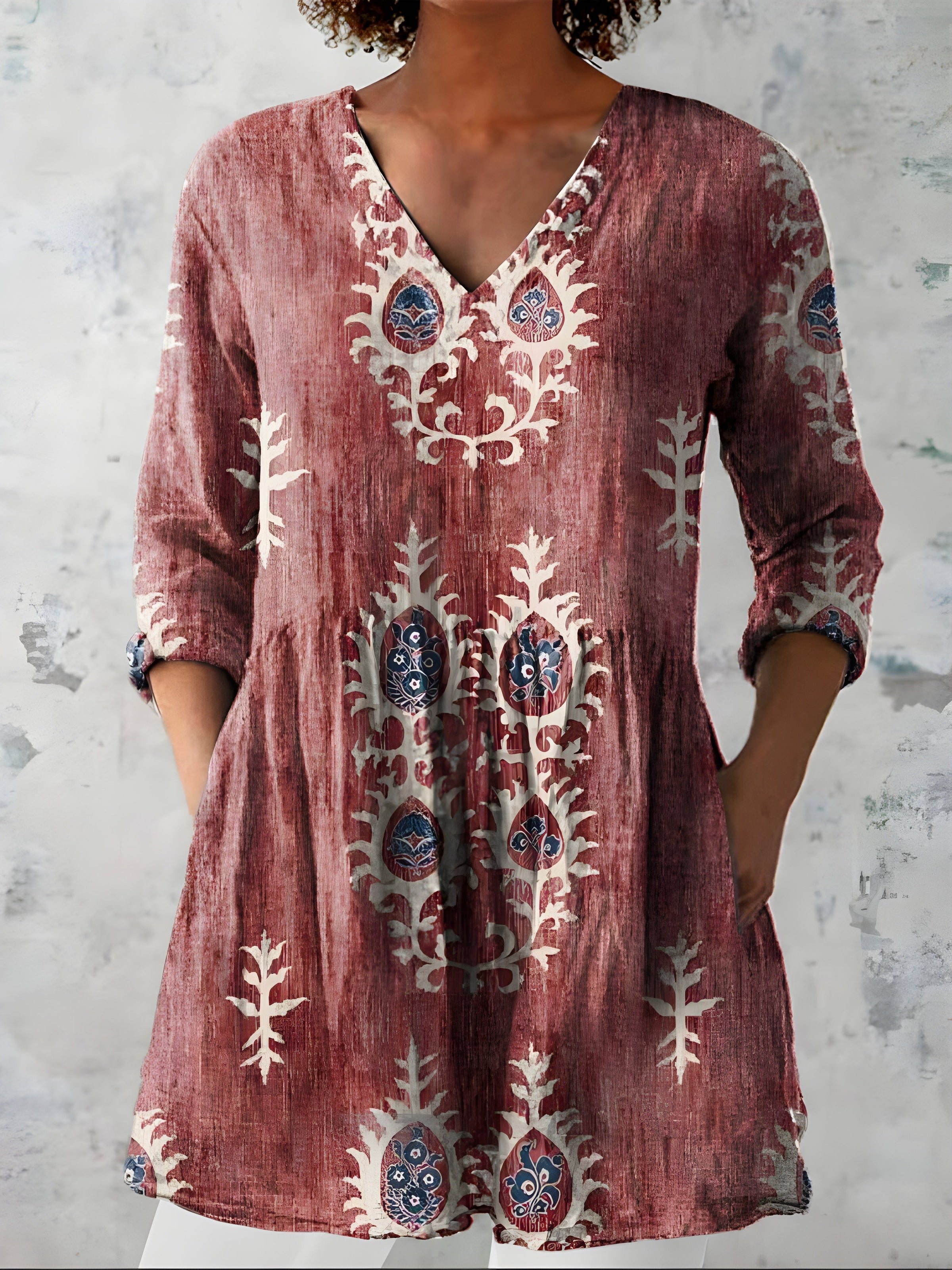 Everly™ | Long Blouse with V-Neck