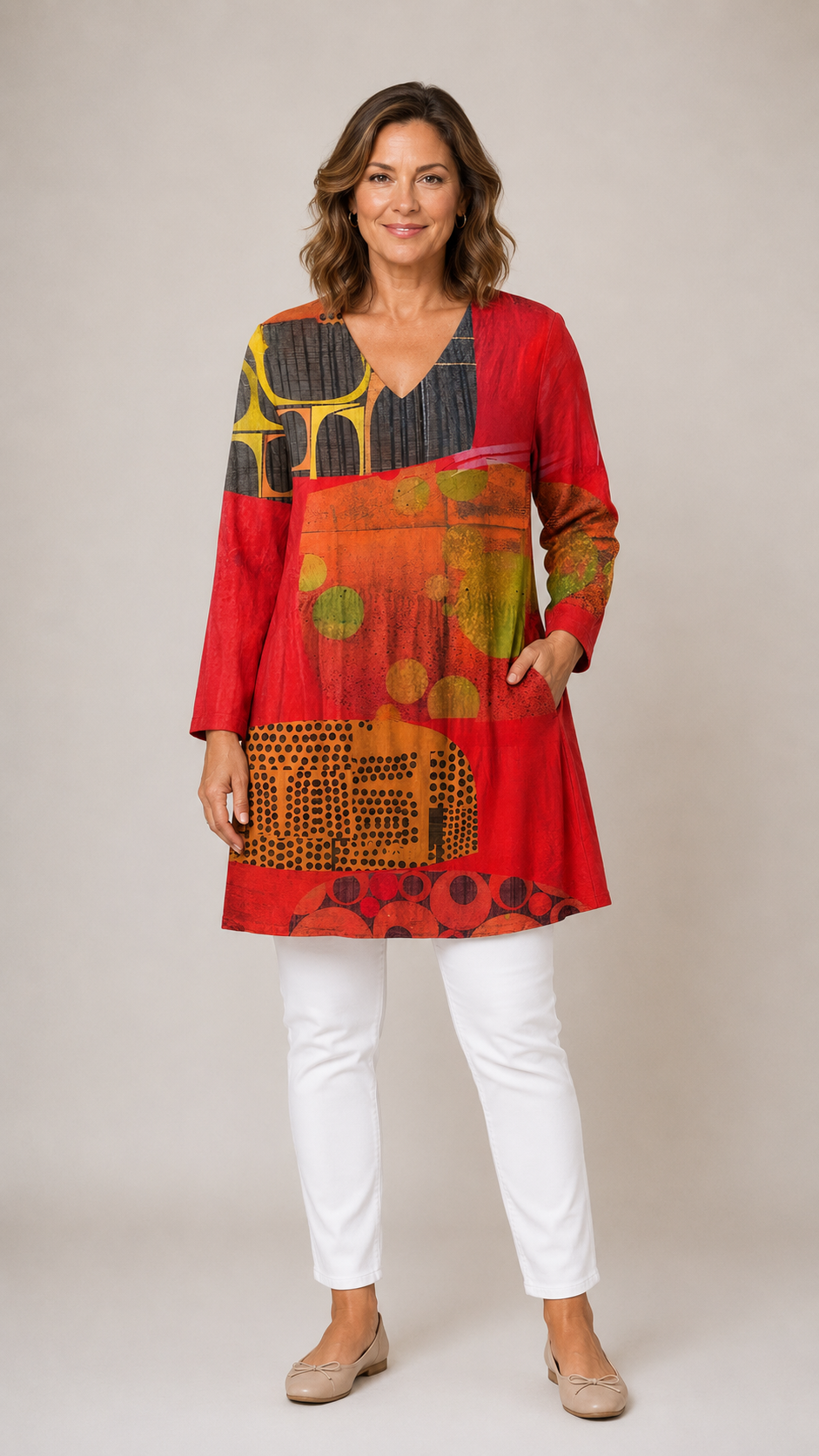 Maria™ | Long Blouse with V-Neck