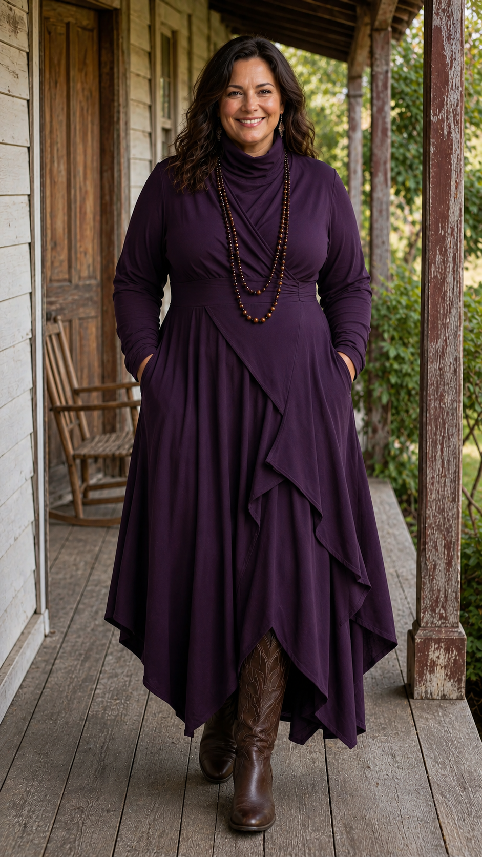 Arielle Vintage Asymmetrical Turtleneck Dress™