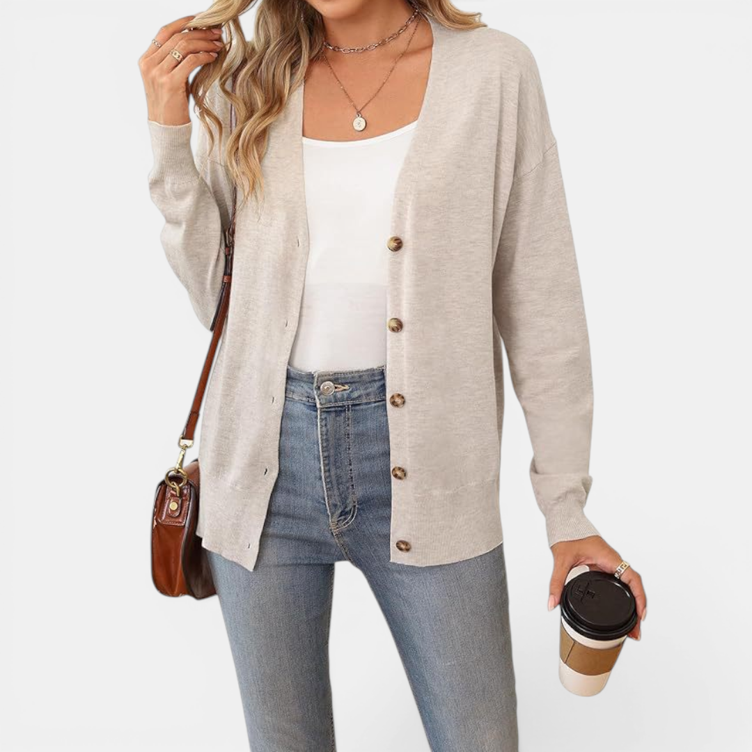 CLARICE™ | – Lightweight Wool Blend Button Cardigan
