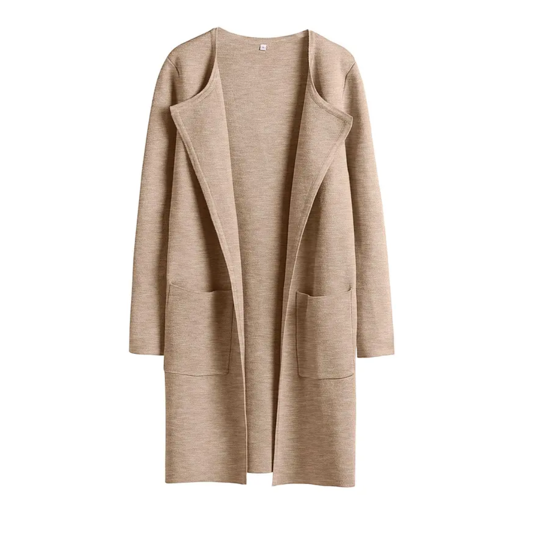 FREJА™ | – Cozy Lapel Open-Front Knit Cardigan