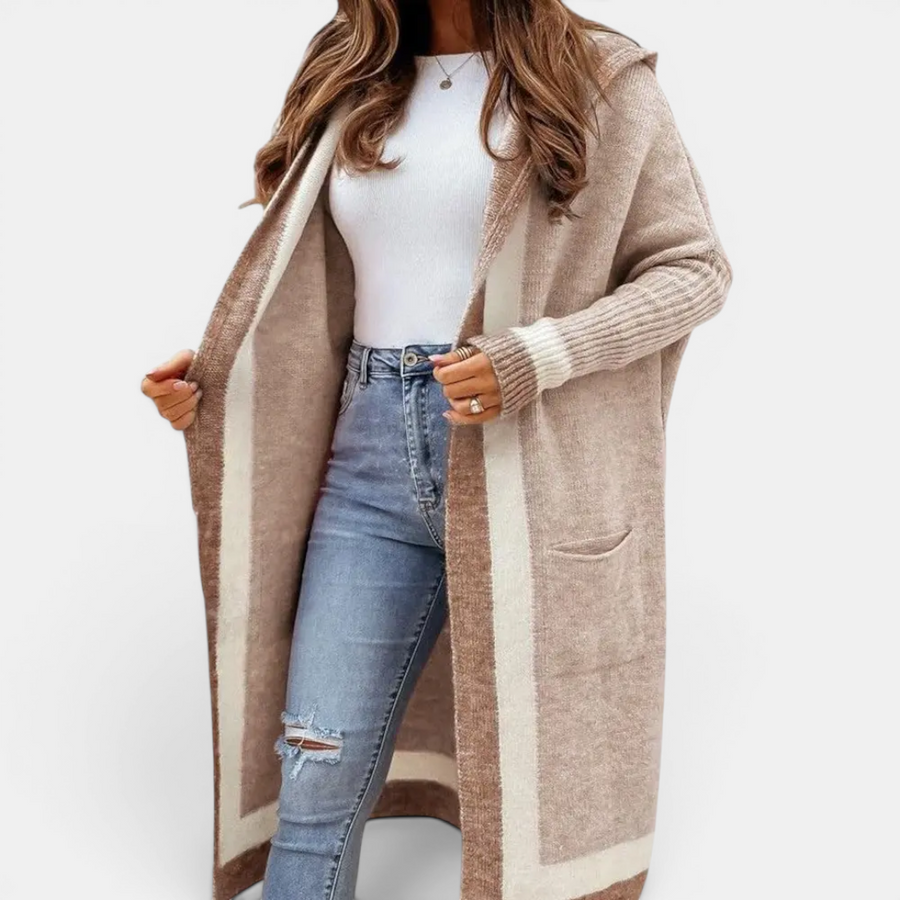 TOLVIE™ | – Cozy Striped Hooded Long Cardigan