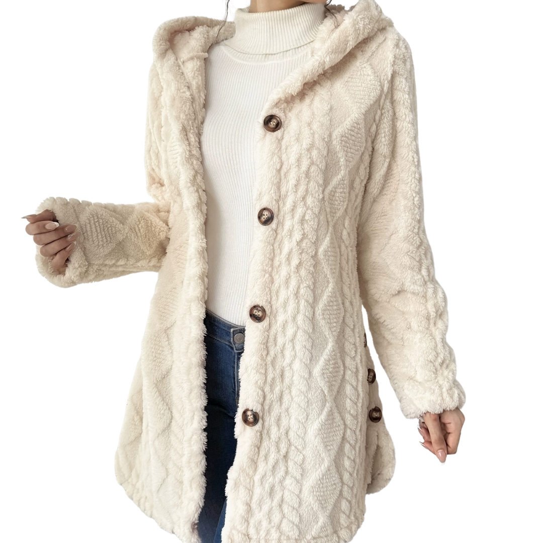 CLOVER™ | – Cozy Jacquard Fuzzy Hooded Cardigan