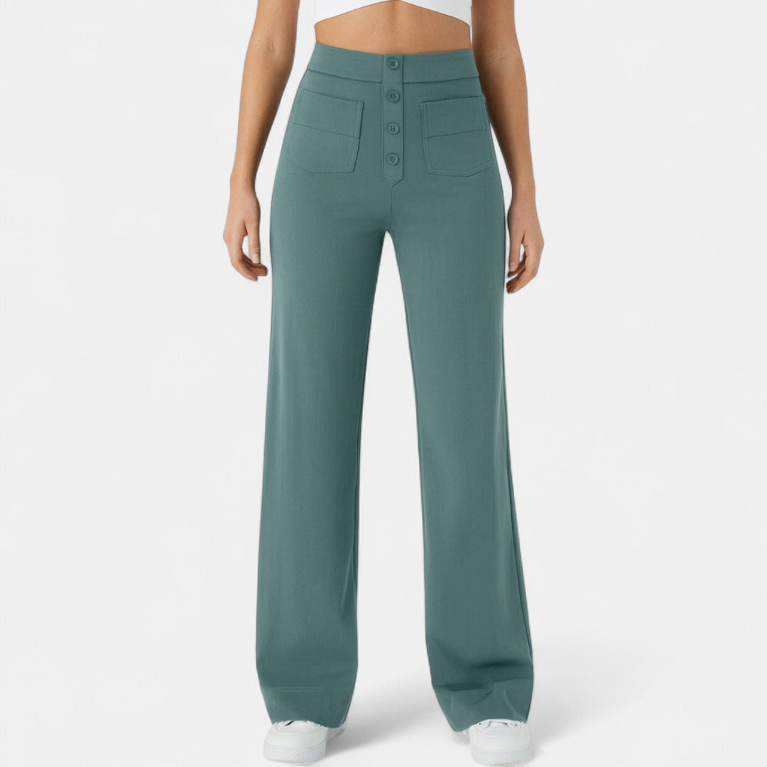BRIXLEY™ | – Relaxed High-Waist Straight-Leg Pants