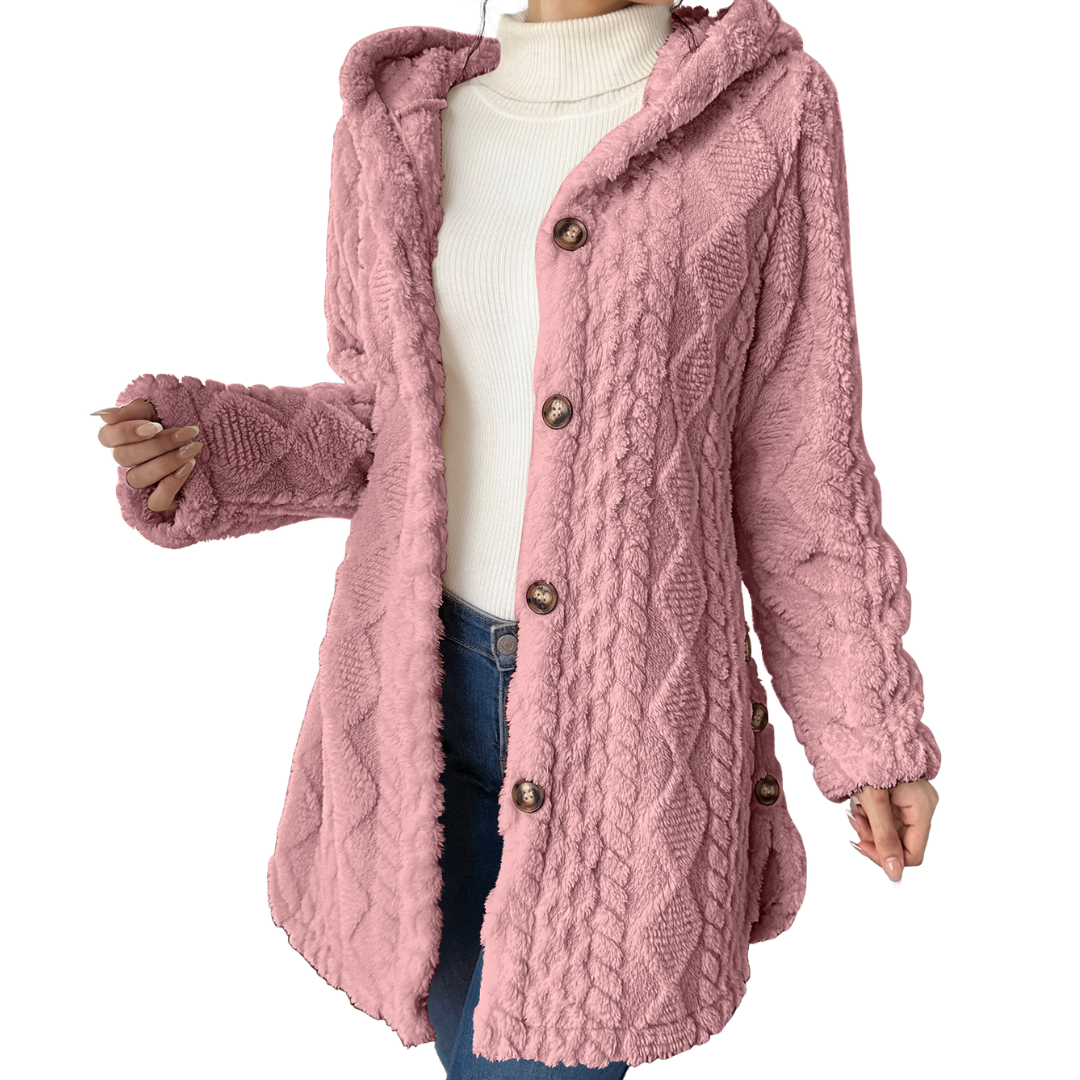 CLOVER™ | – Cozy Jacquard Fuzzy Hooded Cardigan