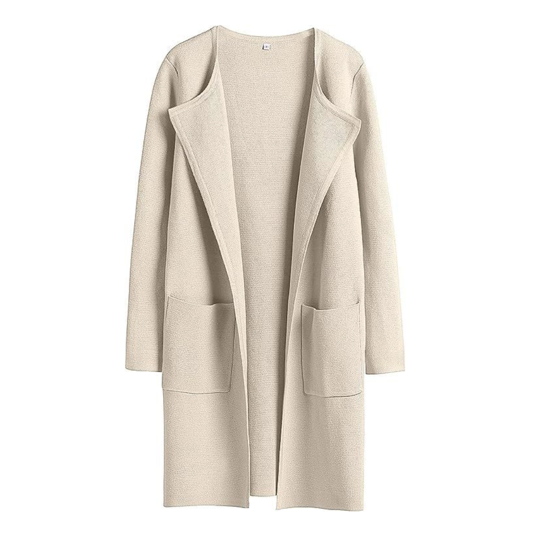 FREJА™ | – Cozy Lapel Open-Front Knit Cardigan