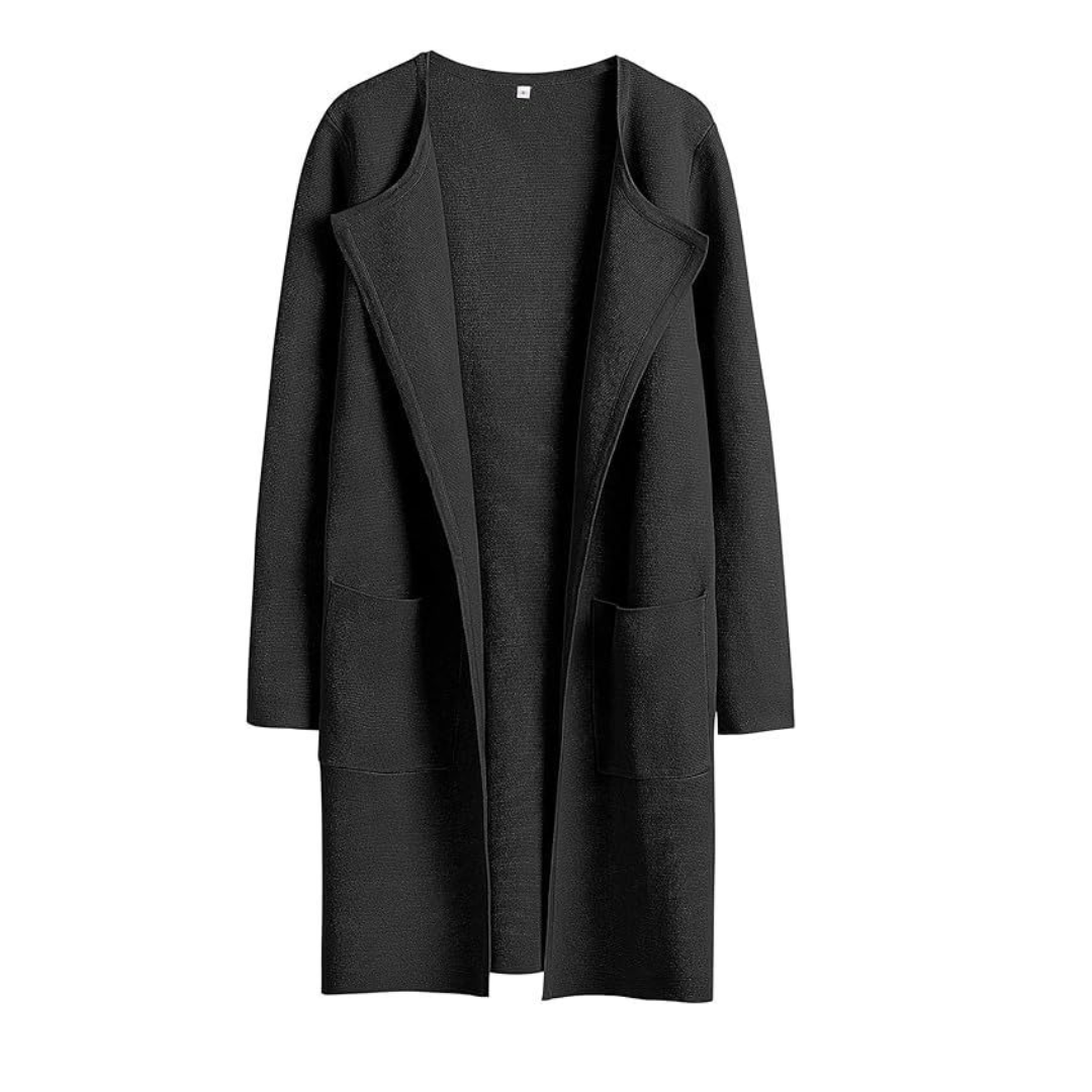 FREJА™ | – Cozy Lapel Open-Front Knit Cardigan