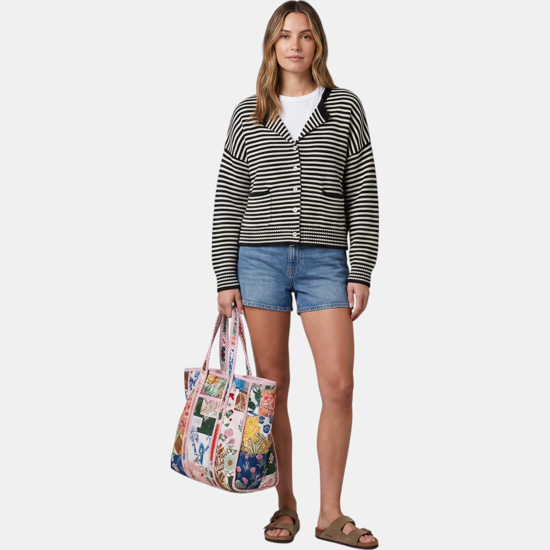 Women's Loose Fit Striped Knit Open Front Cardigan Sweater™
