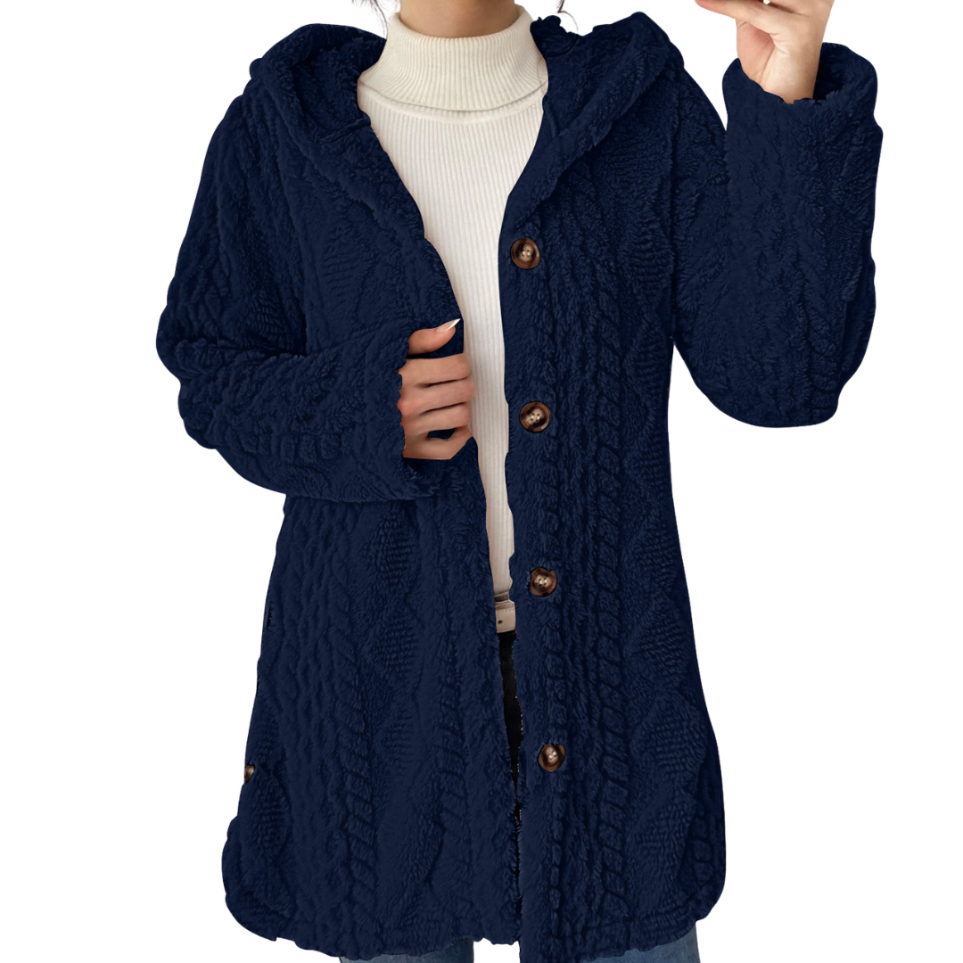 CLOVER™ | – Cozy Jacquard Fuzzy Hooded Cardigan