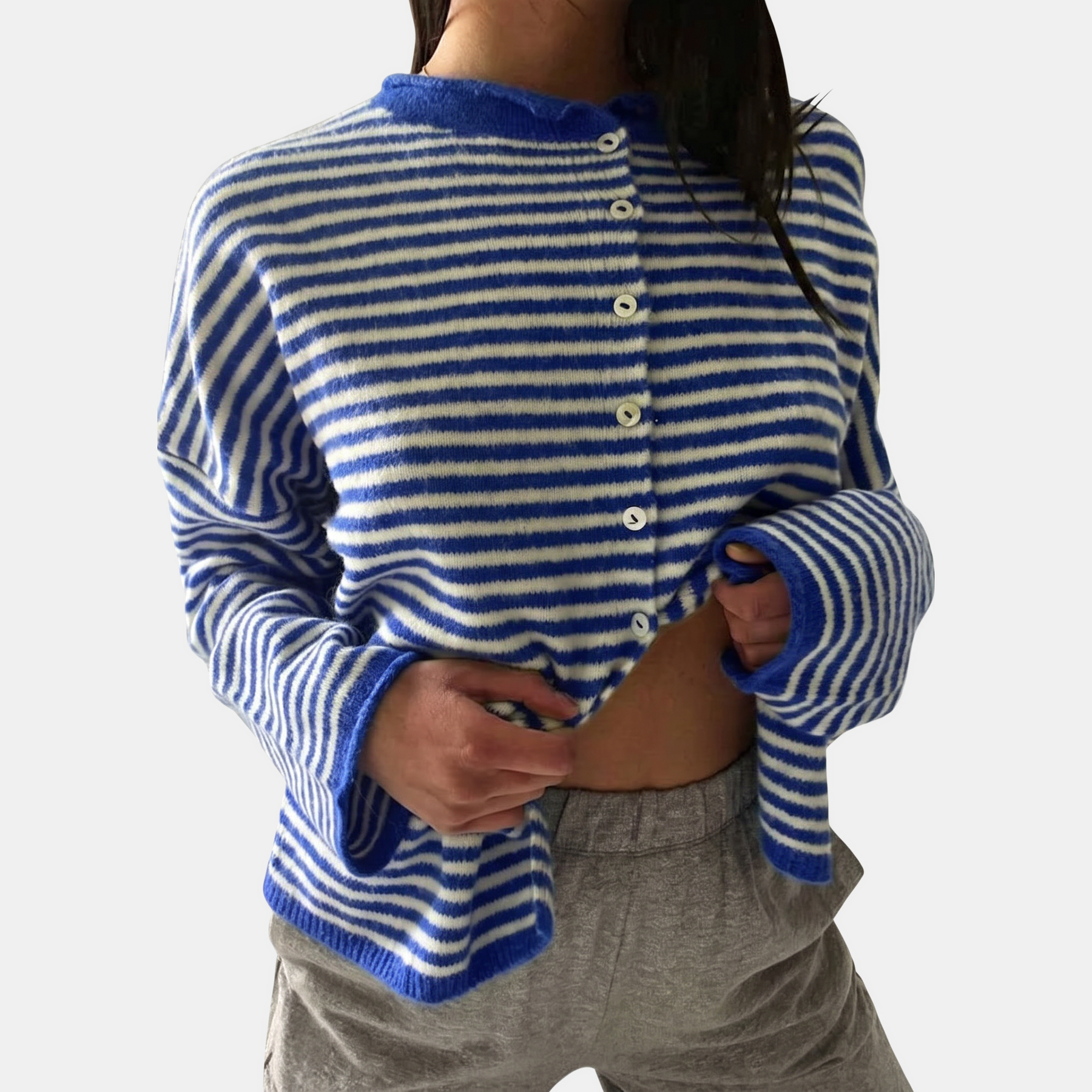 Women's Loose Fit Striped Knit Open Front Cardigan Sweater™