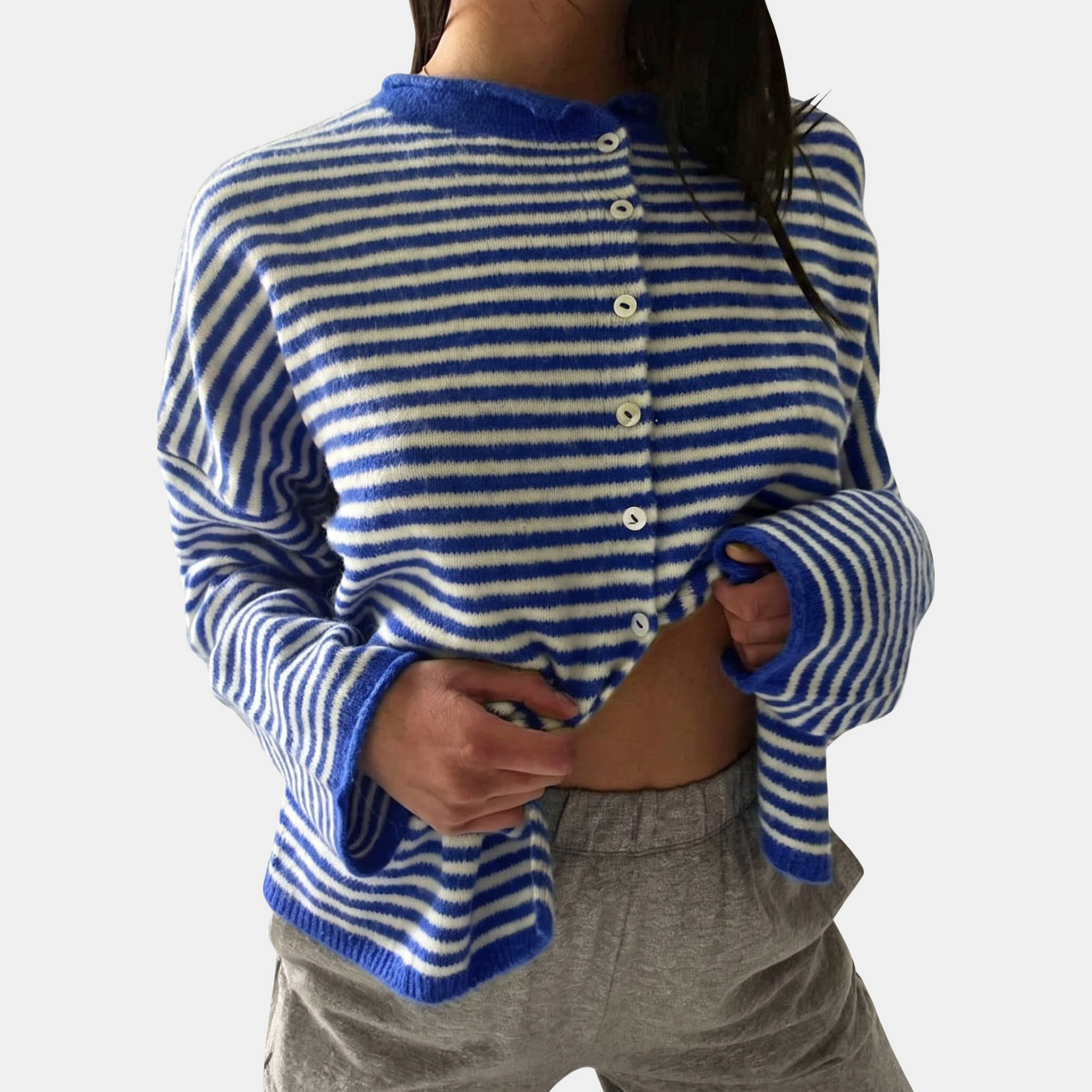 Women's Loose Fit Striped Knit Open Front Cardigan Sweater™