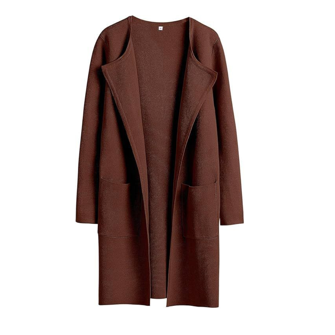 FREJА™ | – Cozy Lapel Open-Front Knit Cardigan