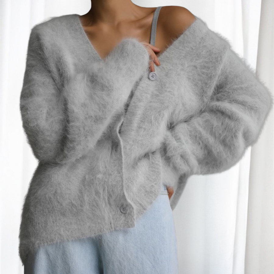 VYOMI™ | - Comfy Button Front Drop Shoulder Cardigan
