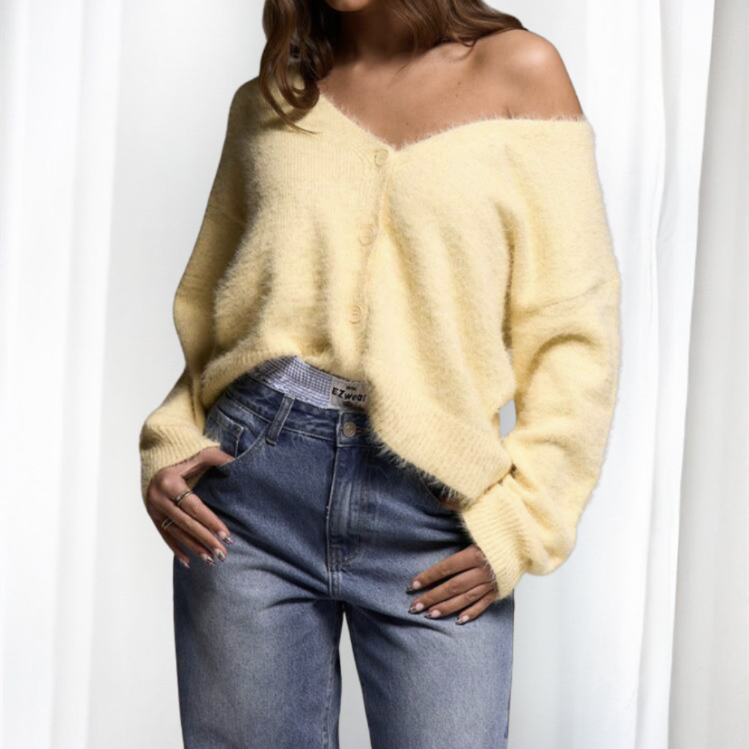 QUINCY™ | - Comfy Button Front Drop Shoulder Cardigan