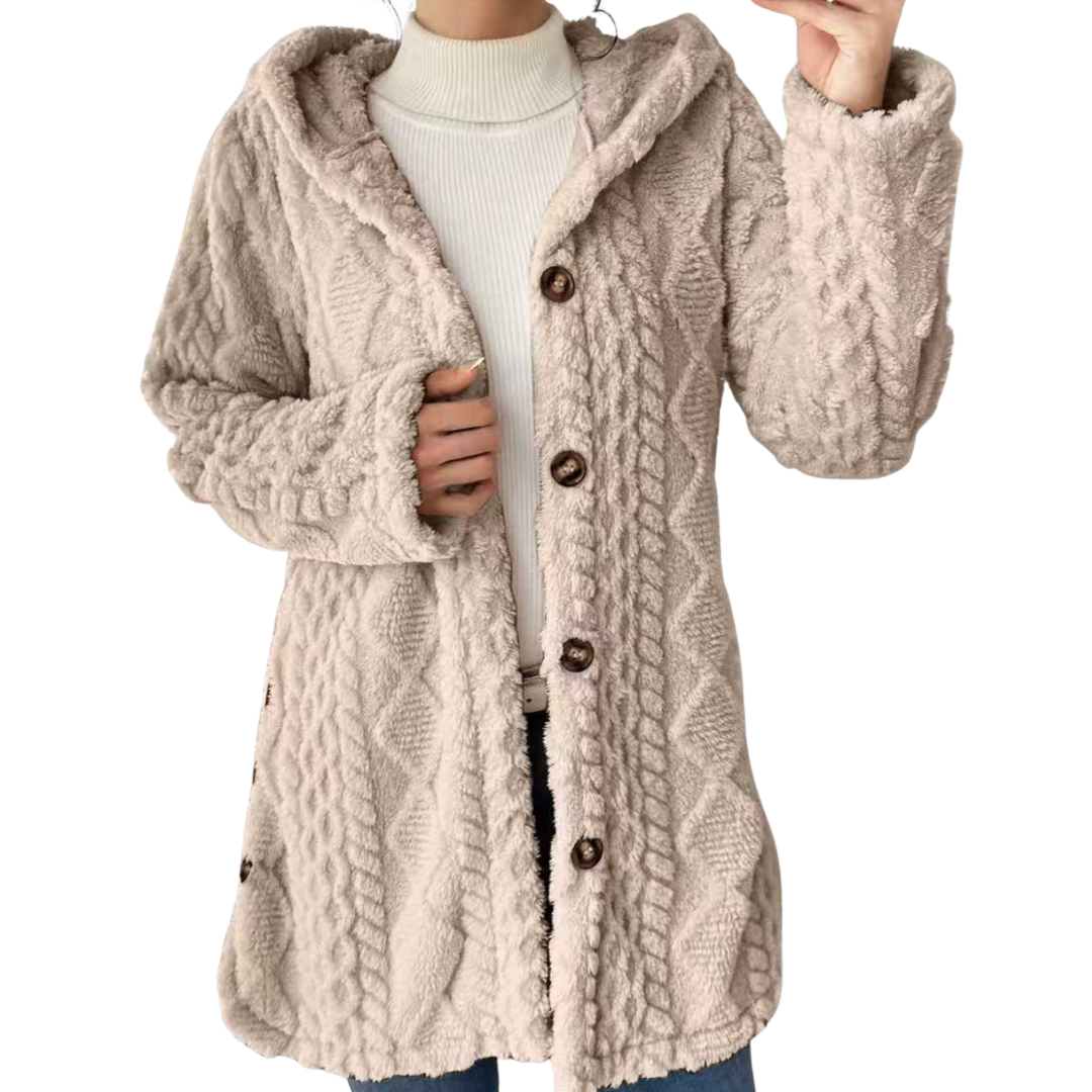 CLOVER™ | – Cozy Jacquard Fuzzy Hooded Cardigan