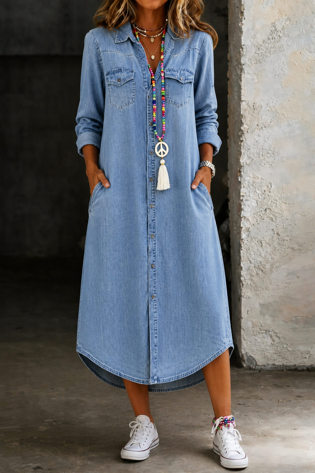 Andi™ | Casual Elegant Long Denim Shirt Dress