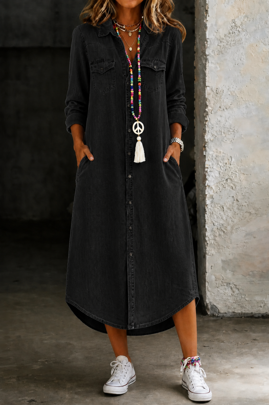 Andi™ | Casual Elegant Long Denim Shirt Dress