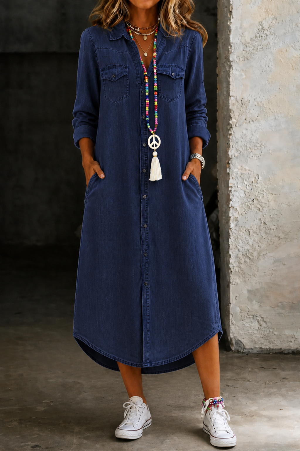 Andi™ | Casual Elegant Long Denim Shirt Dress