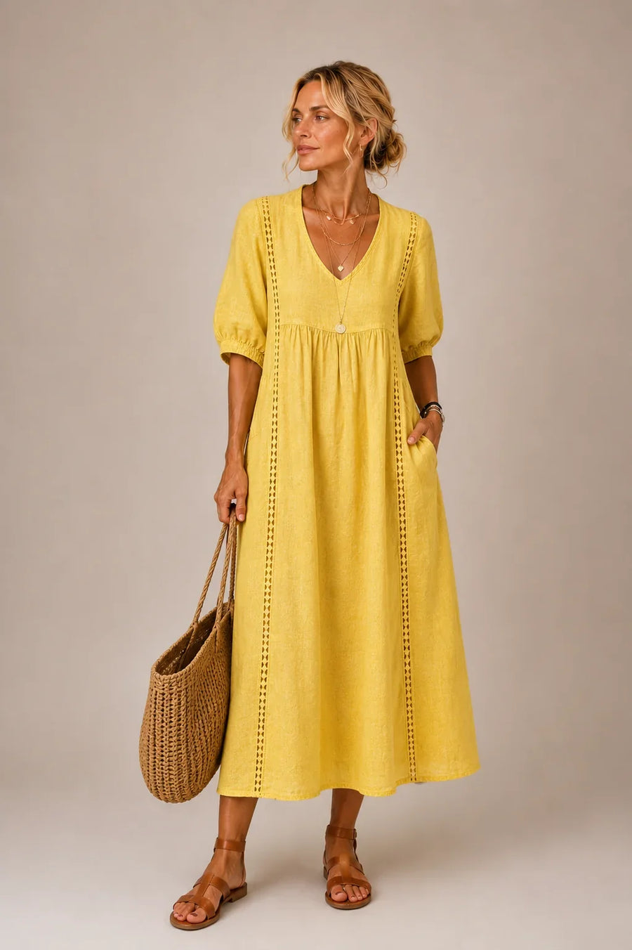 Angel™ | Comfortable Lace Linen Dress