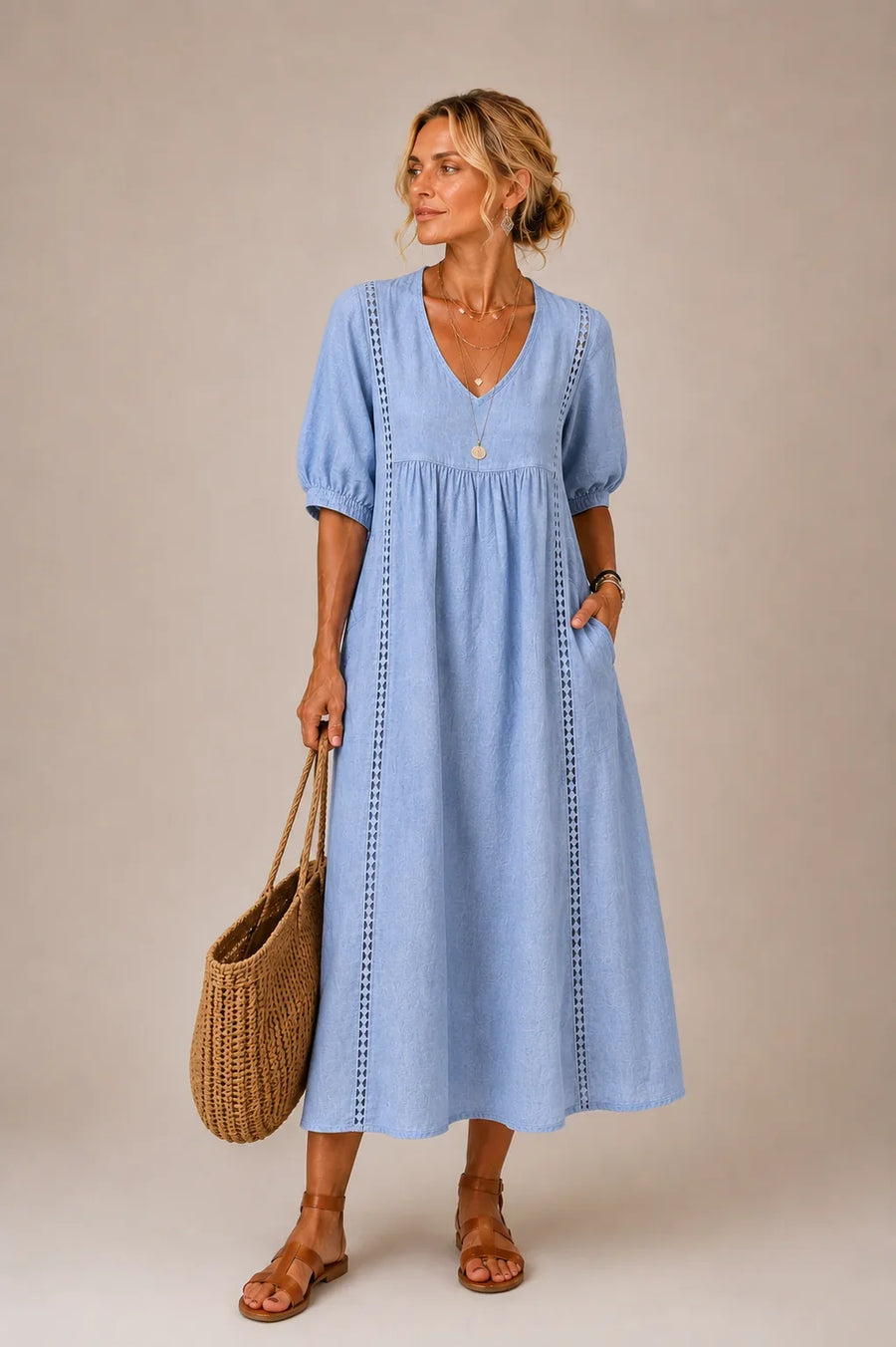Angel™ | Comfortable Lace Linen Dress