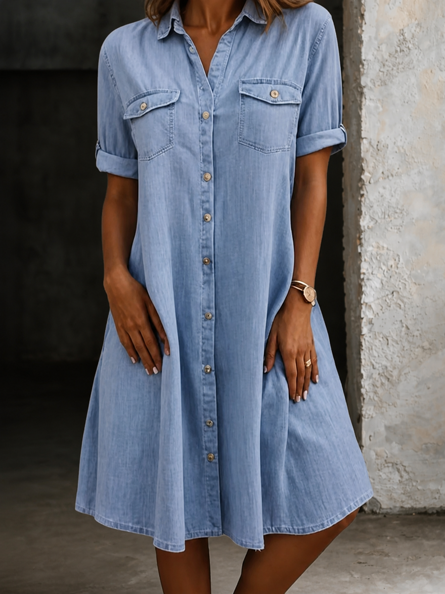 Myra™ | Casual Denim Style Midi Dress