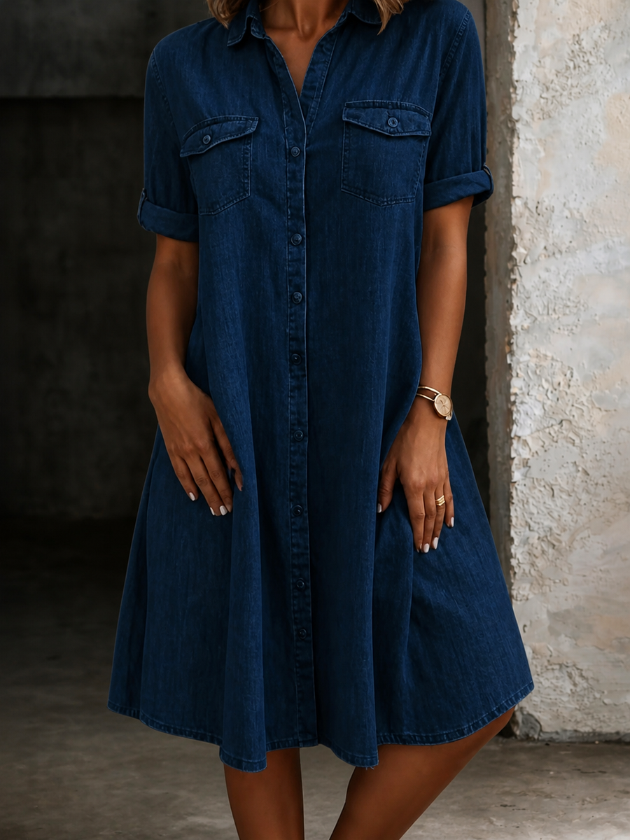 Myra™ | Casual Denim Style Midi Dress