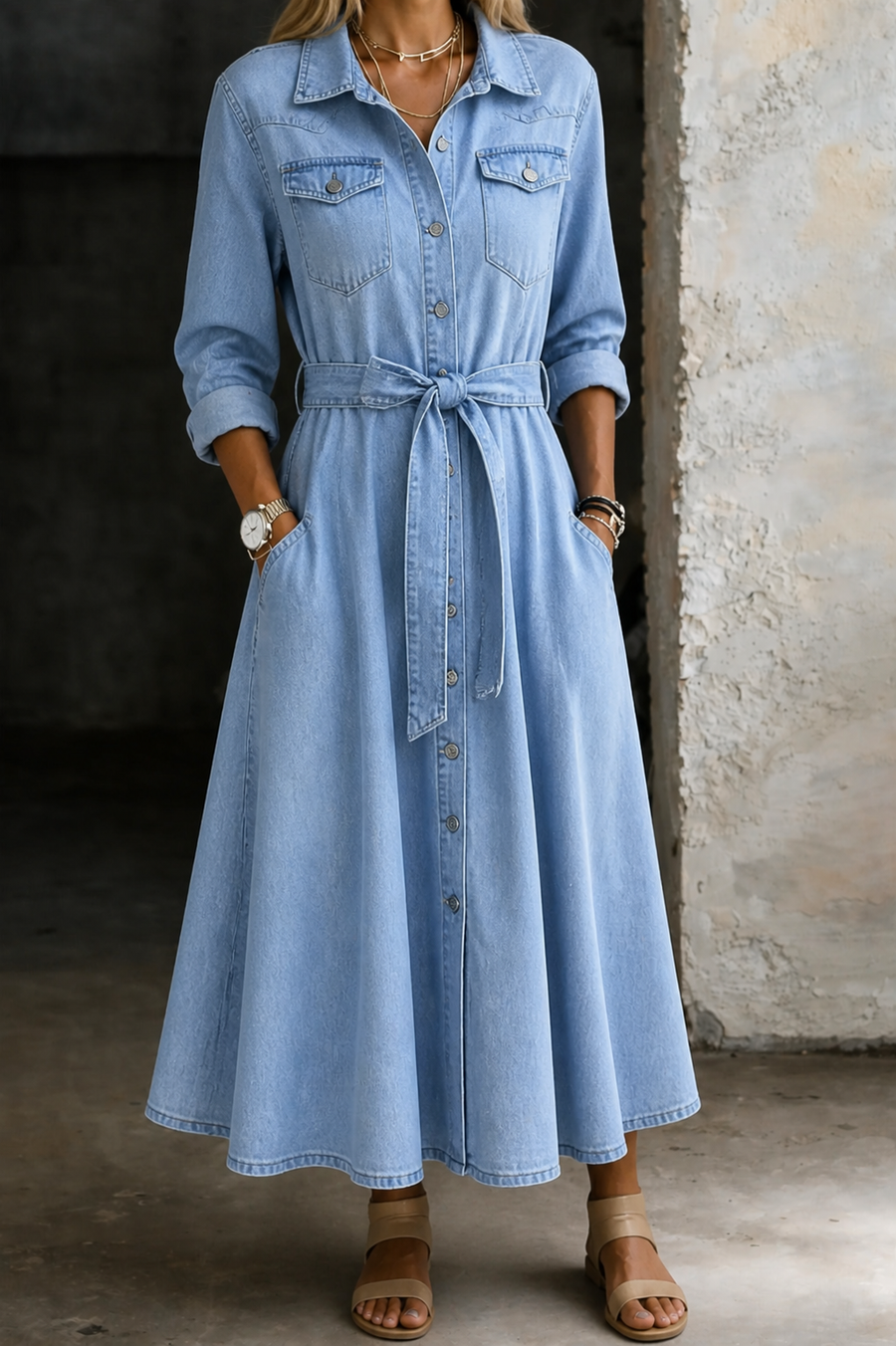 Alondra™ | Long Sleeve Denim Dress