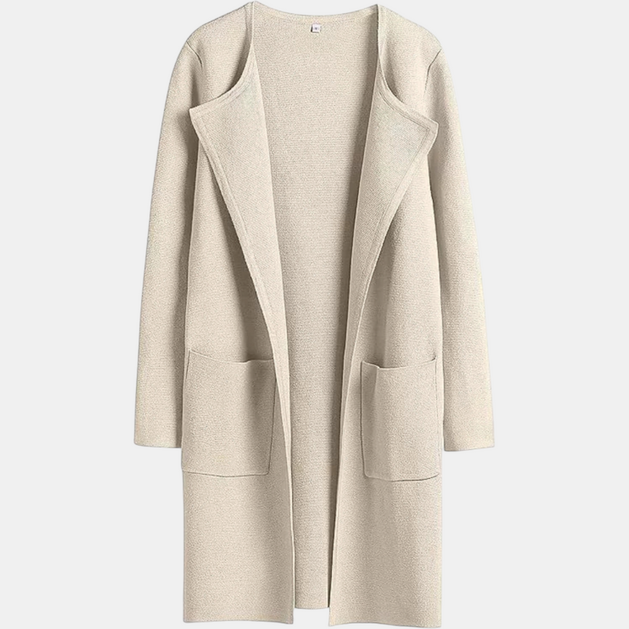 Women's Suit Collar Open Front Longline Knit Cardigan™