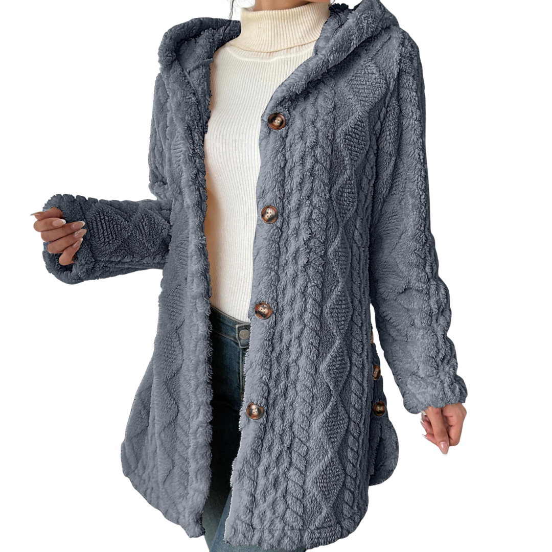 CLOVER™ | – Cozy Jacquard Fuzzy Hooded Cardigan