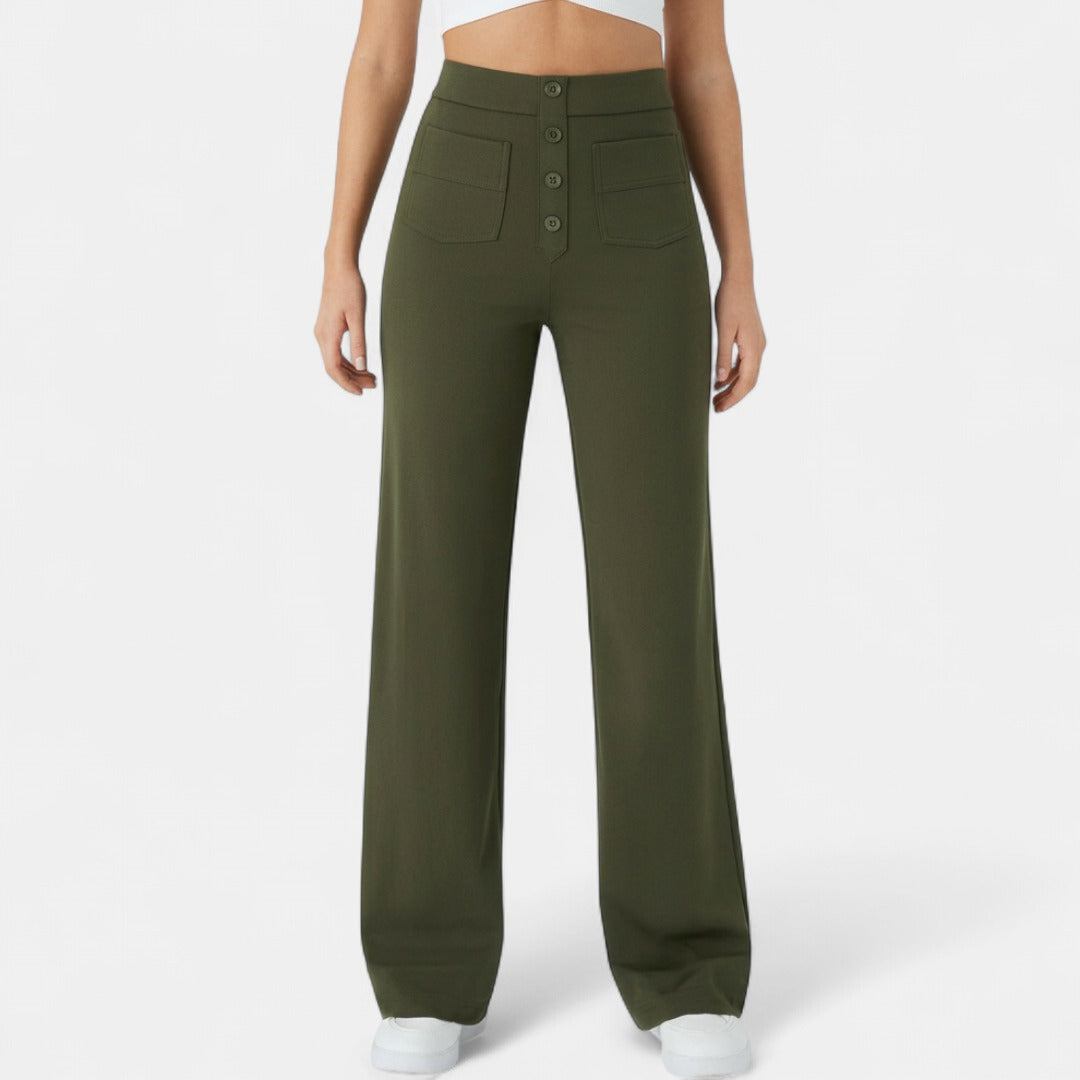 BRIXLEY™ | – Relaxed High-Waist Straight-Leg Pants
