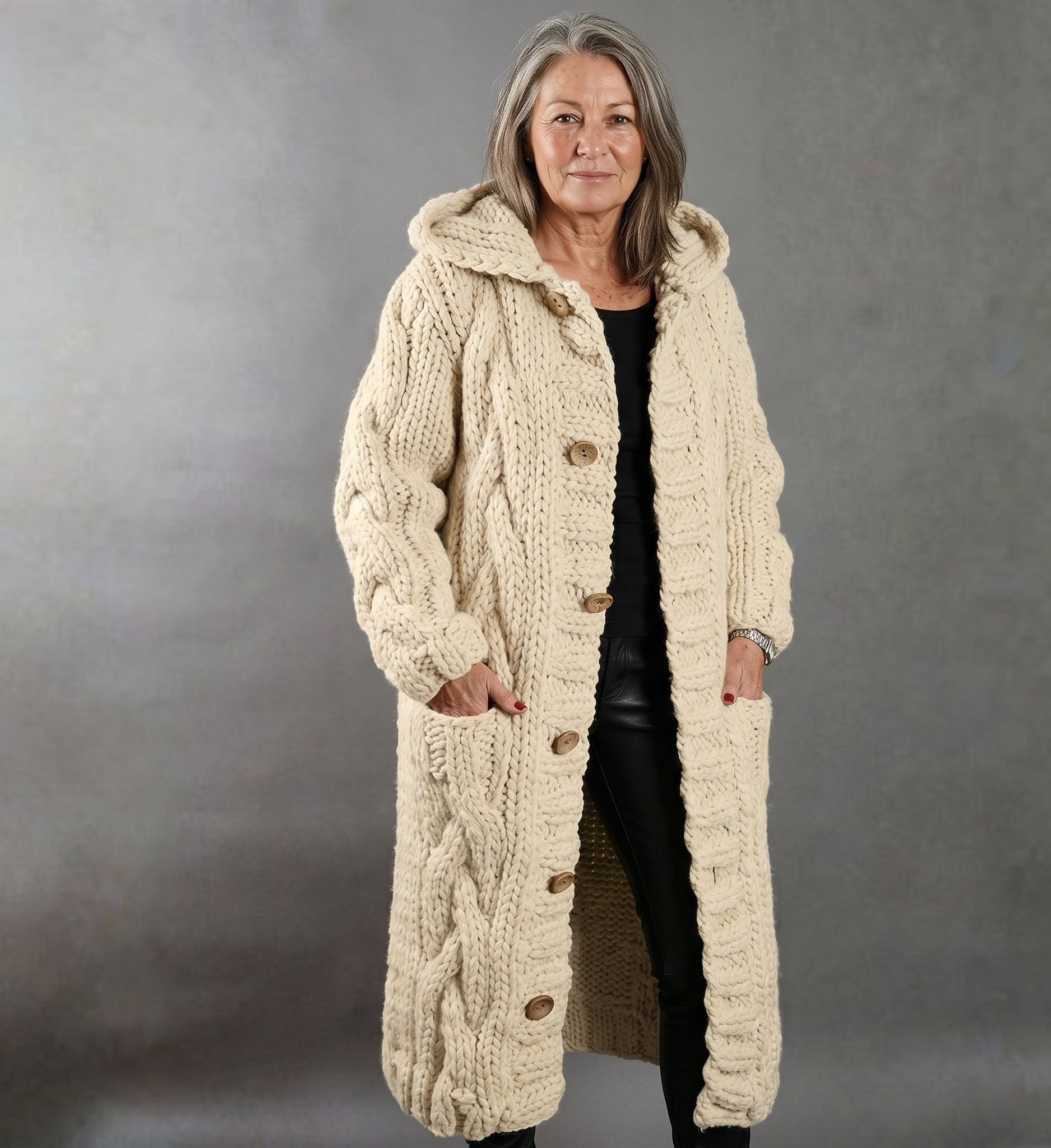 Alessia™ | Elegant Cable Knit Coat