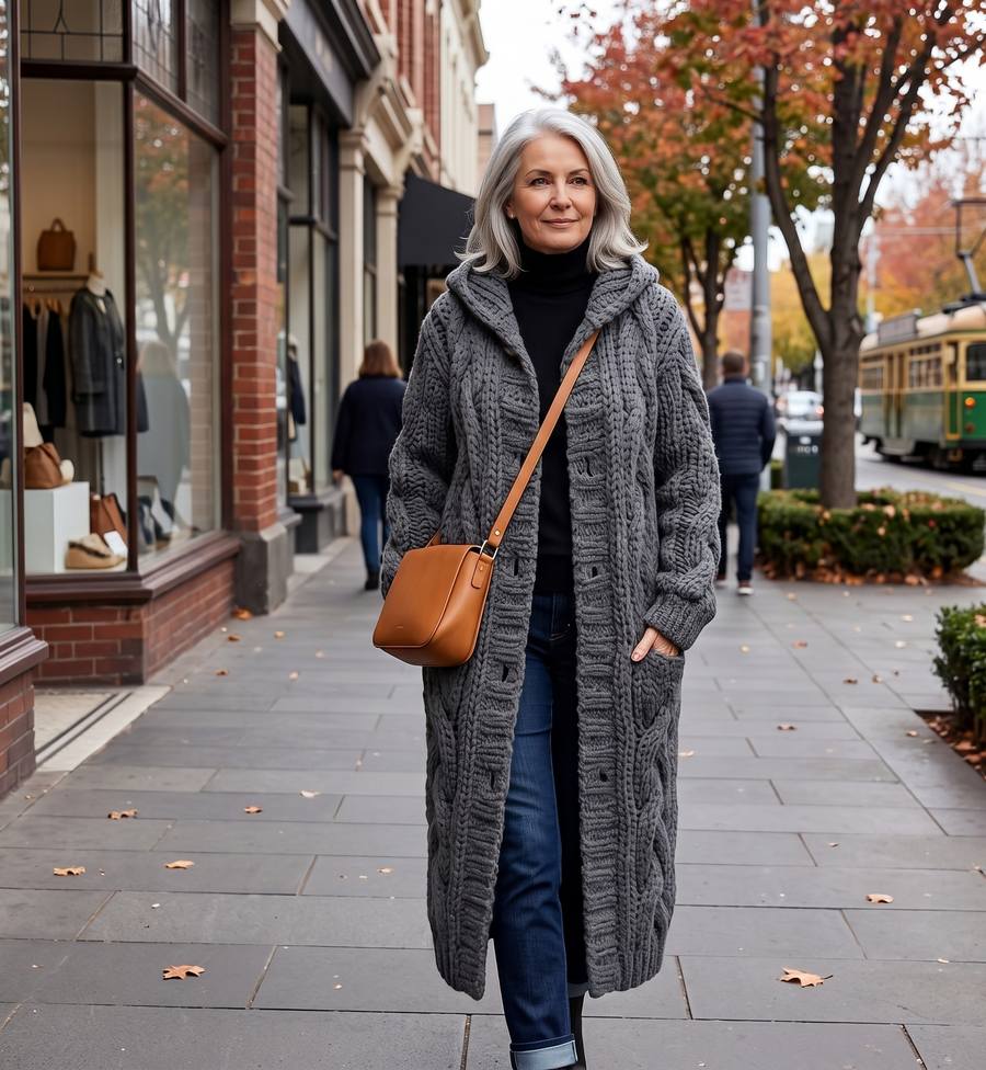 Alessia™ | Elegant Cable Knit Coat