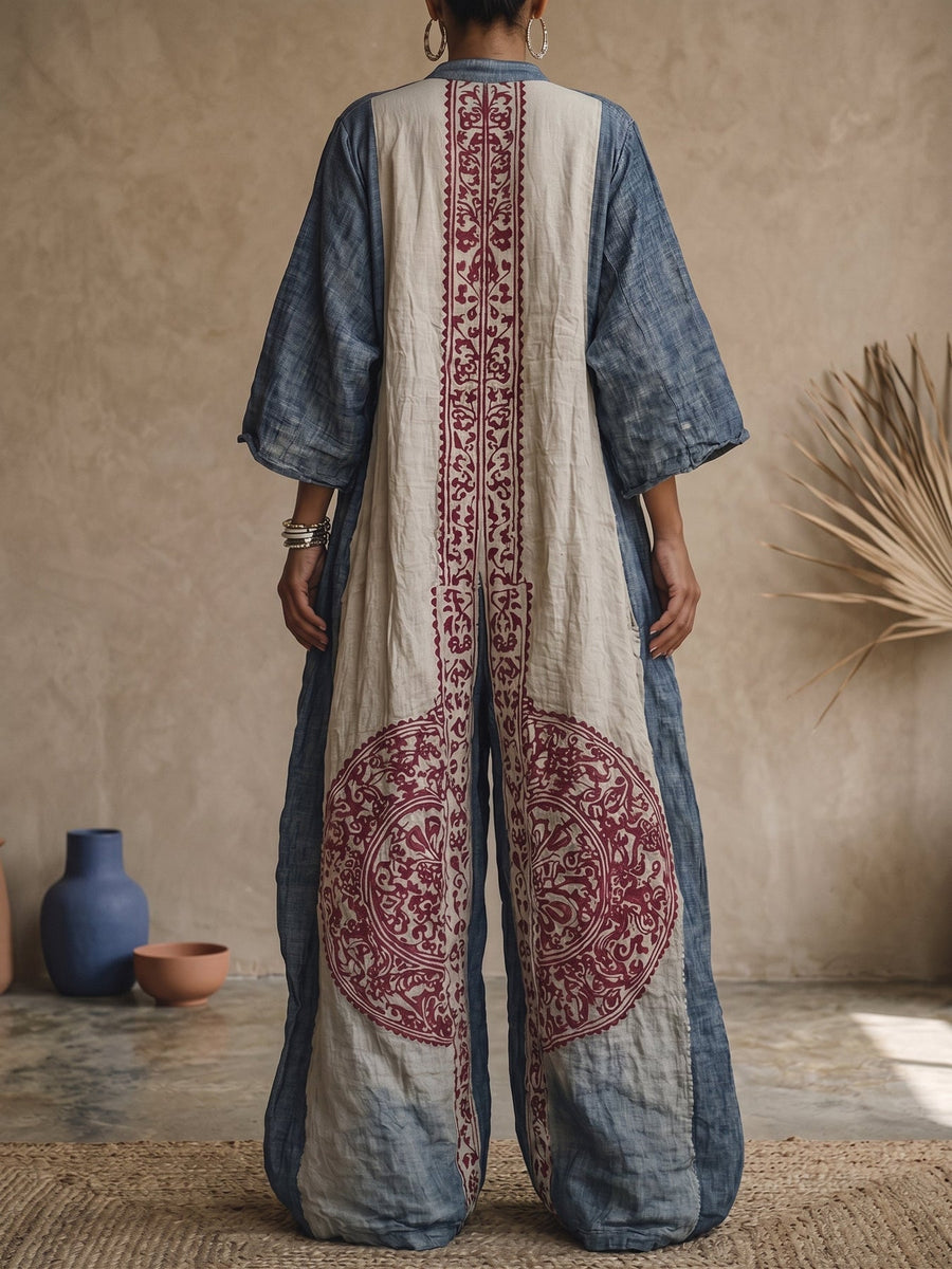 Agnes™ | Vintage Print Wide-Leg Jumpsuit