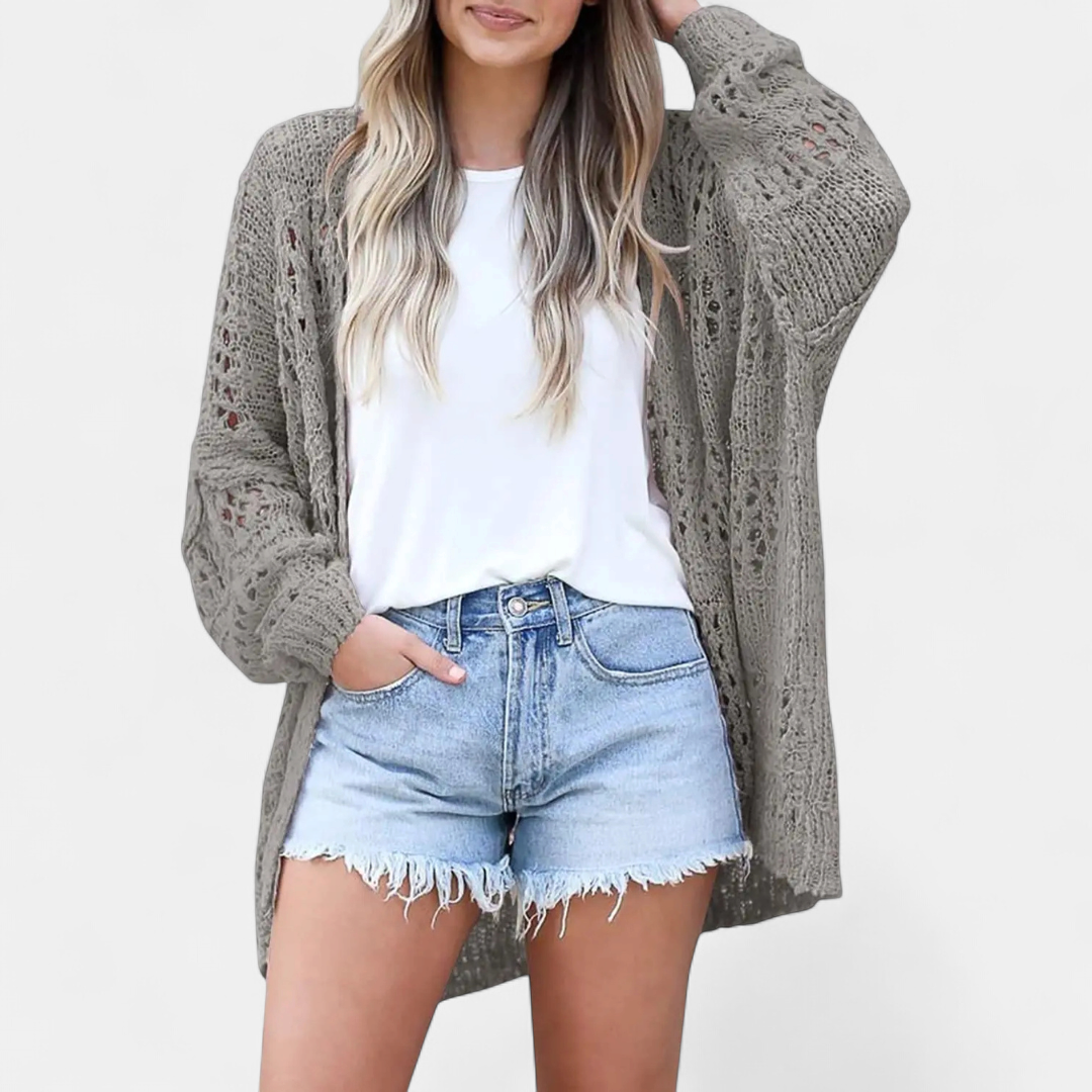 FIORELLA™ | – Boho Hollow-Out Knit Cardigan