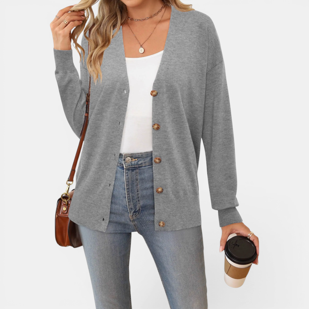 CLARICE™ | – Lightweight Wool Blend Button Cardigan