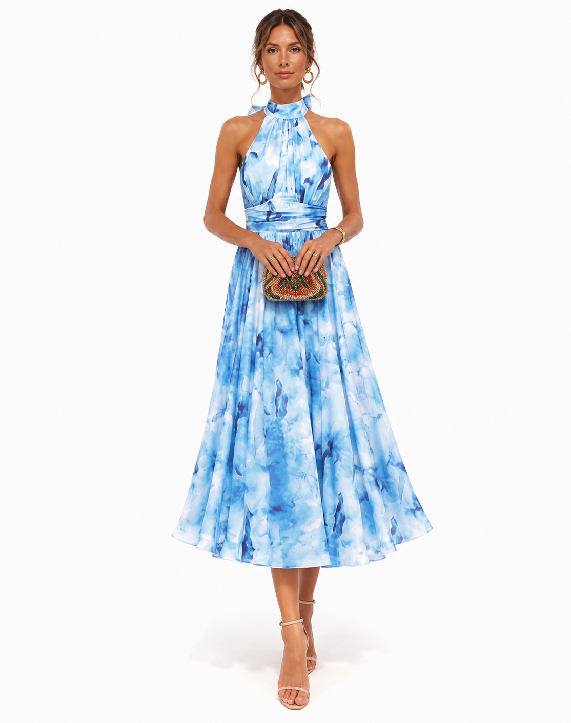 Luciana™ | Watercolor Halter Maxi Dress