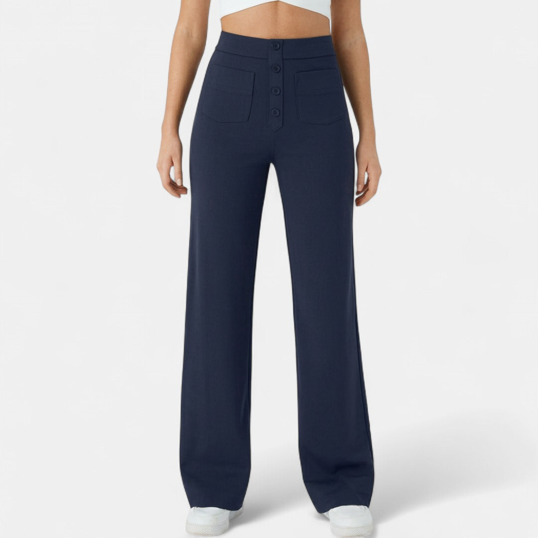 BRIXLEY™ | – Relaxed High-Waist Straight-Leg Pants