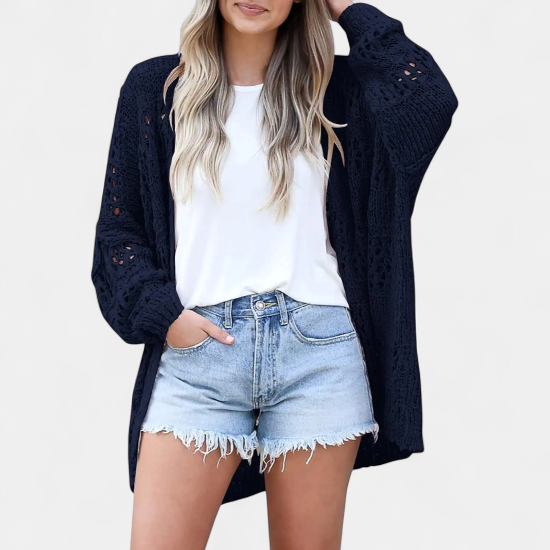 FIORELLA™ | – Boho Hollow-Out Knit Cardigan