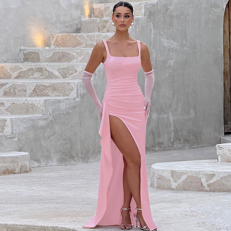 Livia™ | Elegant Formal Slip Maxi Dress with Open Back