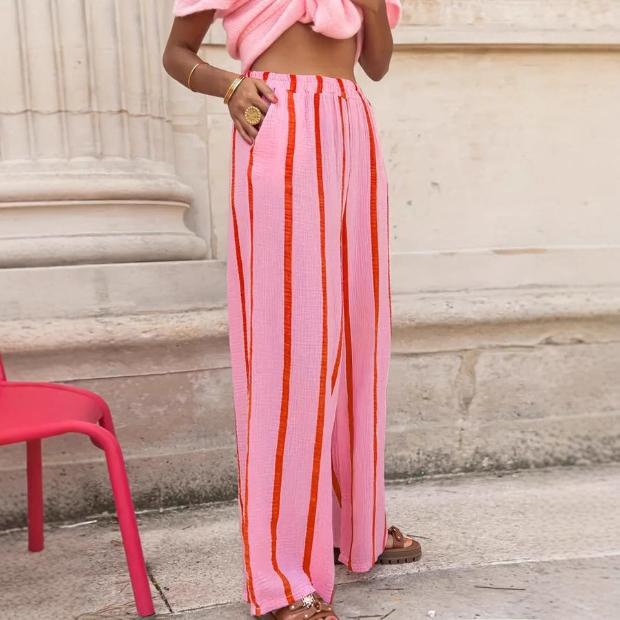 CHARO™ | – Comfy Striped Wide-Leg Lounge Trousers