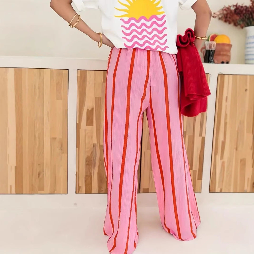 CHARO™ | – Comfy Striped Wide-Leg Lounge Trousers