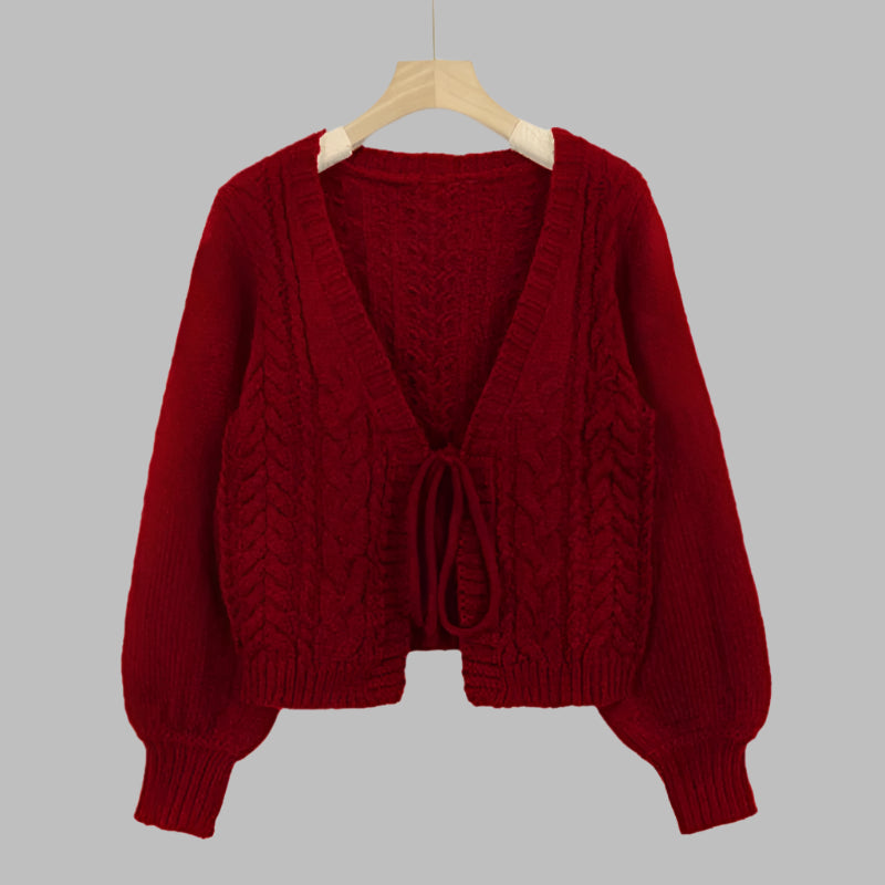 YERIEL™ | - Cozy Vintage Chunky Tie-Front Long Sleeve