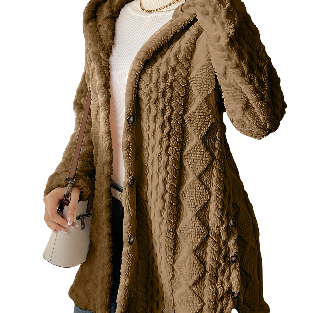 CLOVER™ | – Cozy Jacquard Fuzzy Hooded Cardigan