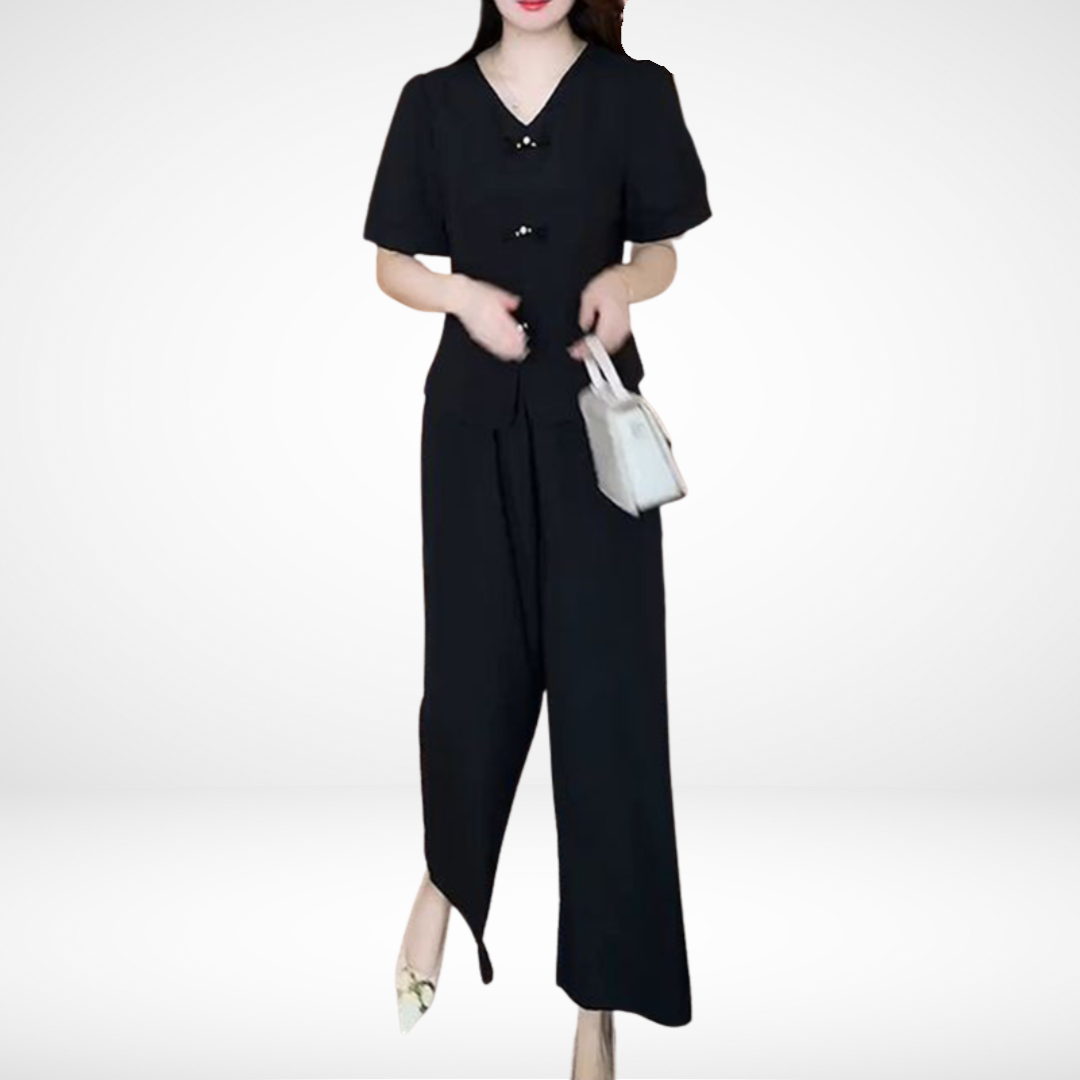 Elsie™ | Elegant Short-Sleeve Two-Piece Set