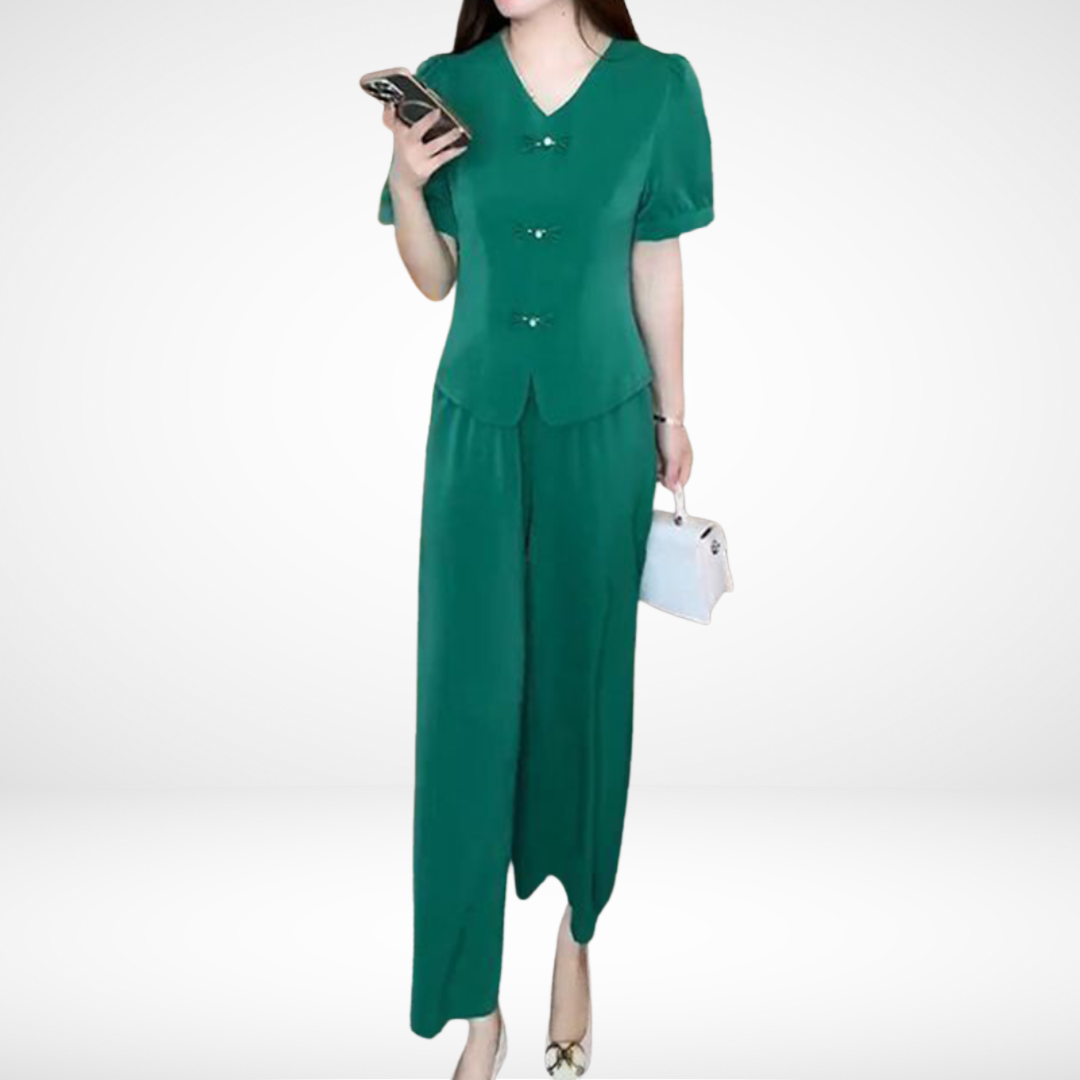 Elsie™ | Elegant Short-Sleeve Two-Piece Set