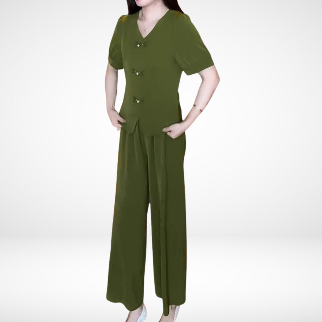 Elsie™ | Elegant Short-Sleeve Two-Piece Set