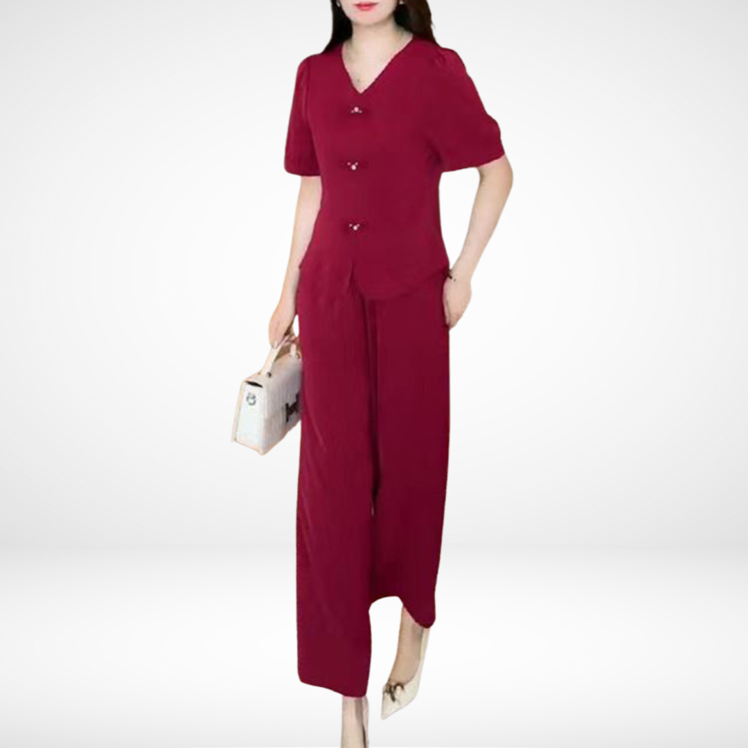 Elsie™ | Elegant Short-Sleeve Two-Piece Set