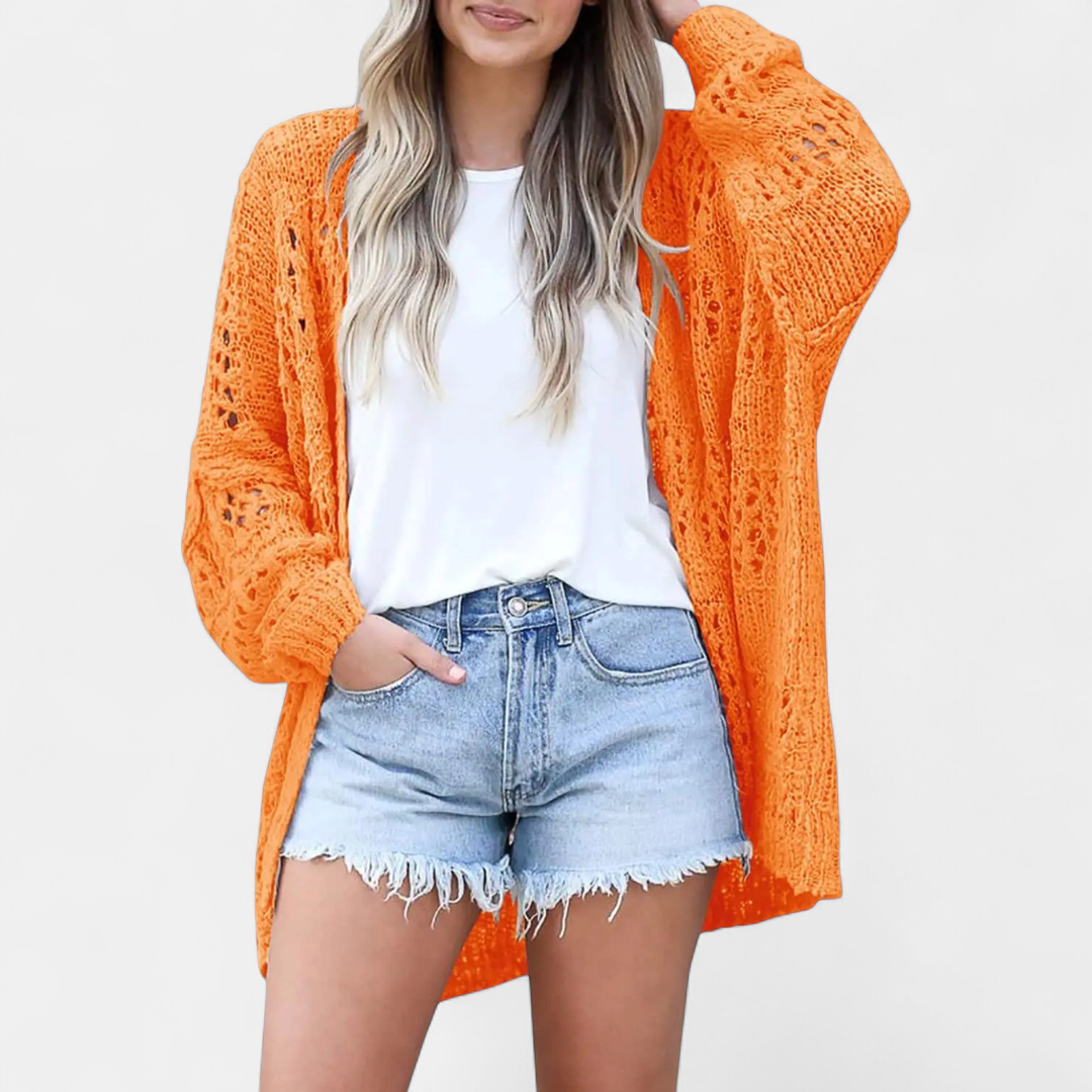 FIORELLA™ | – Boho Hollow-Out Knit Cardigan