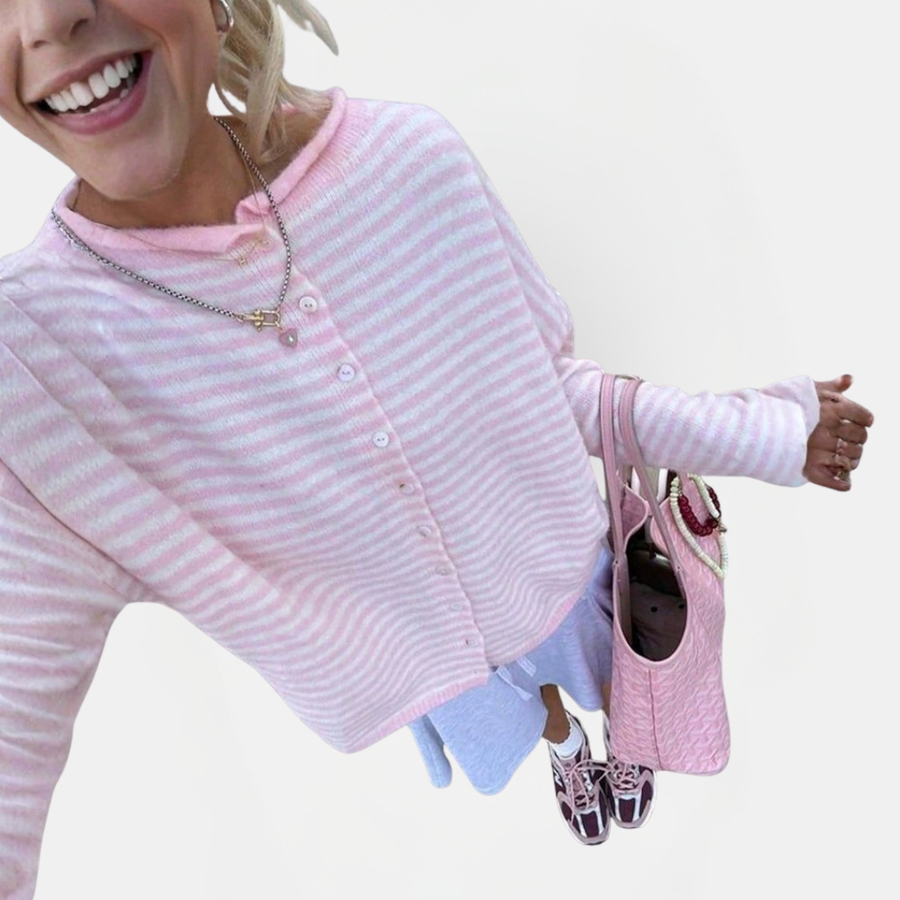 Women's Loose Fit Striped Knit Open Front Cardigan Sweater™