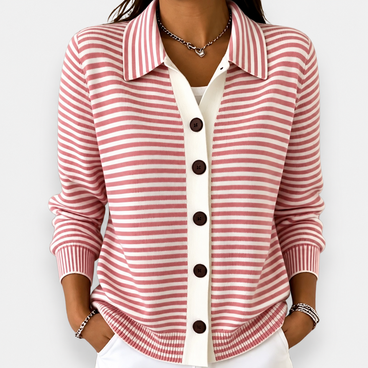 Nola | Striped Button Cardigan